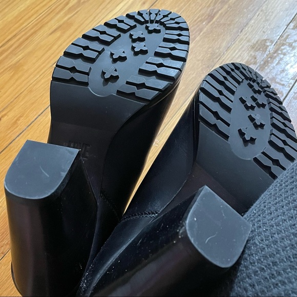 Frye Pull On Ankle Combat Booties Boots Black Leather - Picture 2 of 7